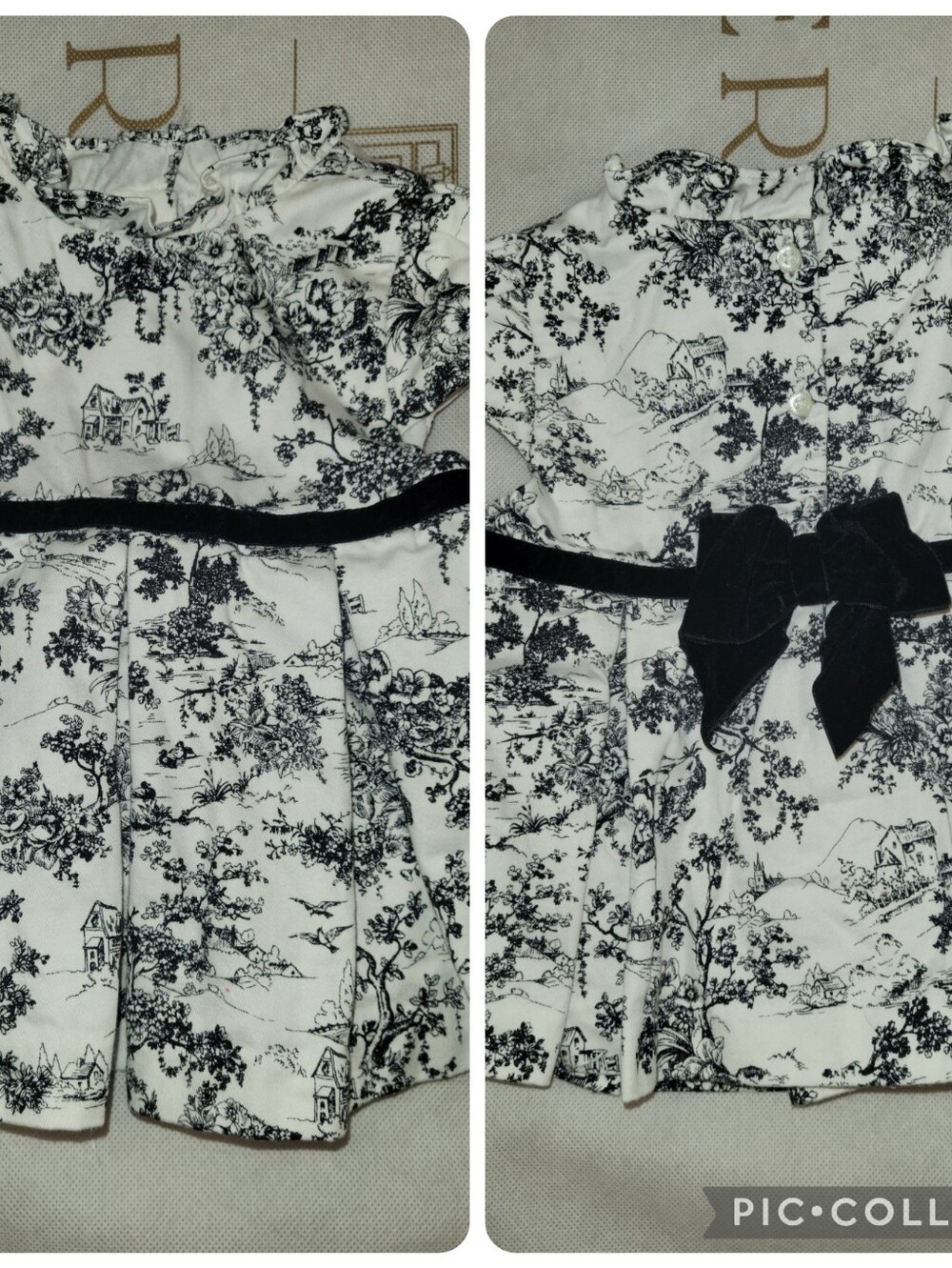 Janie & Jack Black Cream & Sugar  Floral Toile 18-24m